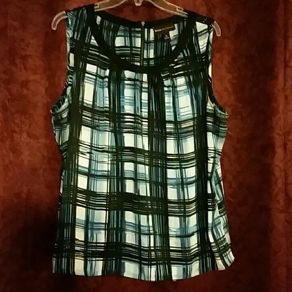 Dana Buchanan Sleeveless Top w blue/black pattern